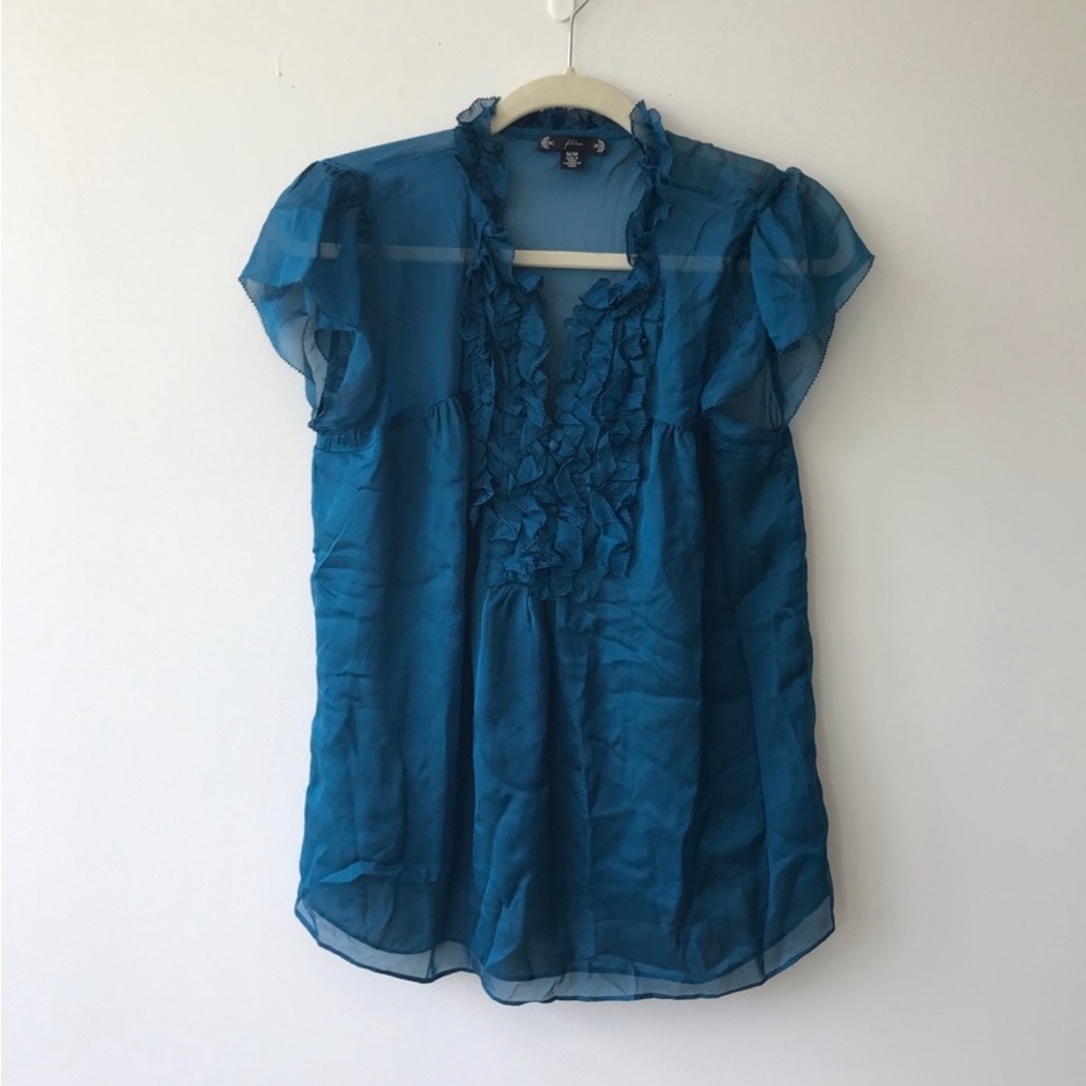 Blue ruffle top